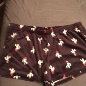 SO Charcoal Fleece Sleep Shorts with cactuses